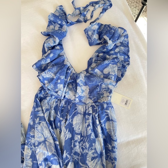 *Worn once* LoveShackFancy Marinette Dress in Salty Sea Blue & White, Size 8 - Picture 4 of 8